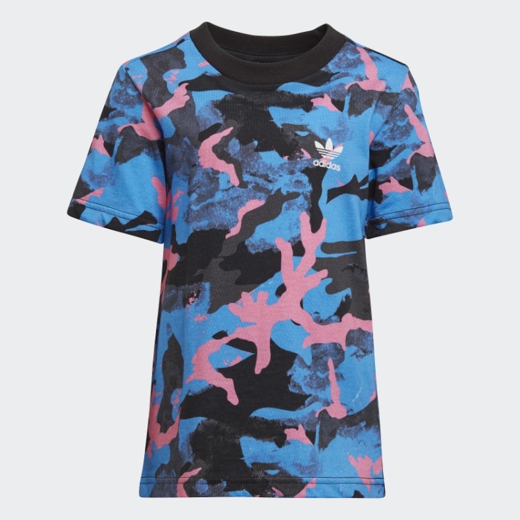 Camiseta Camuflada Azul Com Estampa Allover Da Adidas