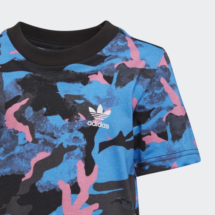 Camiseta Camuflada Azul Com Estampa Allover Da Adidas