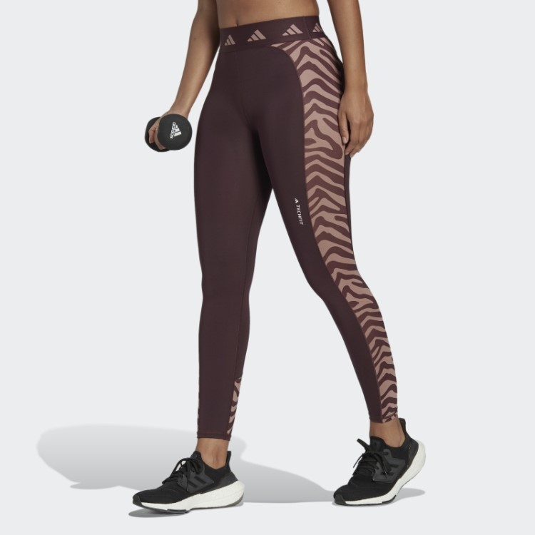 Legging Marrom Adidas Hyperglam Techfit Cintura Alta 7/8 Zebra