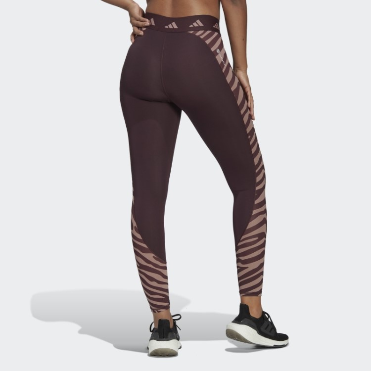 Legging Marrom Adidas Hyperglam Techfit Cintura Alta 7/8 Zebra