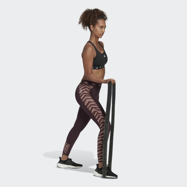 Legging Marrom Adidas Hyperglam Techfit Cintura Alta 7/8 Zebra