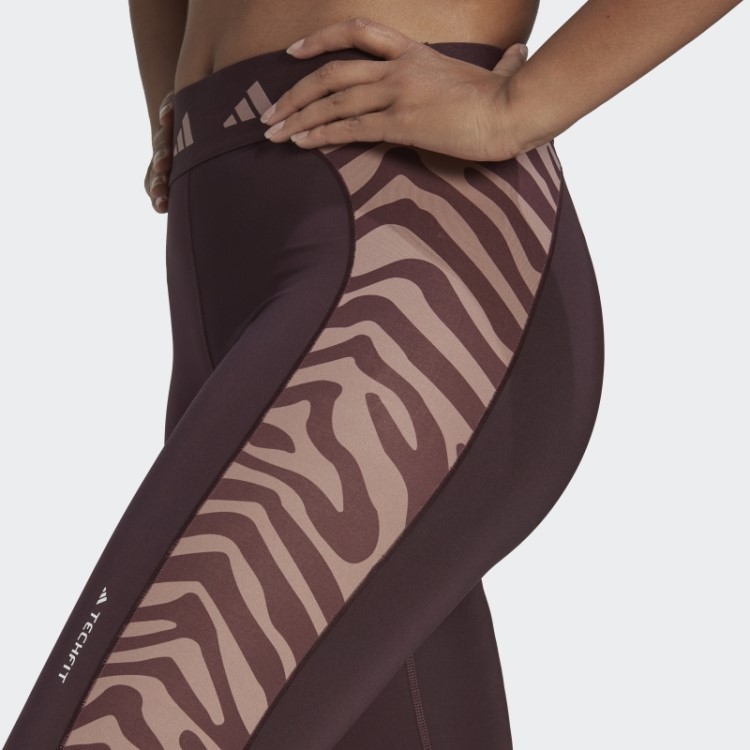 Legging Marrom Adidas Hyperglam Techfit Cintura Alta 7/8 Zebra