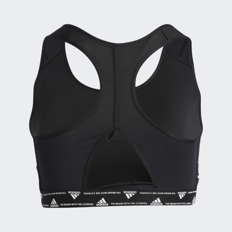 Sutiã Preto Adidas Powerreact Training De Suporte Médio Com As Três Listras (tamanho Grande) Quente