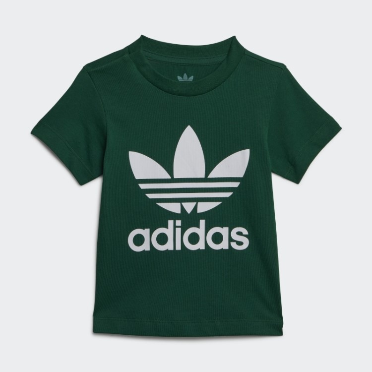 Elegante Camiseta Adidas Trefoil Verde Escuro
