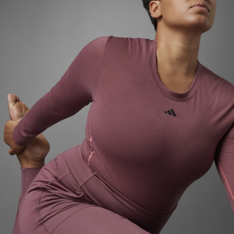 Camiseta De Manga Longa Para Yoga Adidas Authentic Balance Bordô