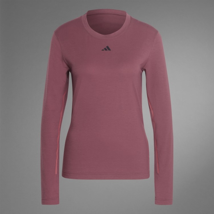 Camiseta De Manga Longa Para Yoga Adidas Authentic Balance Bordô