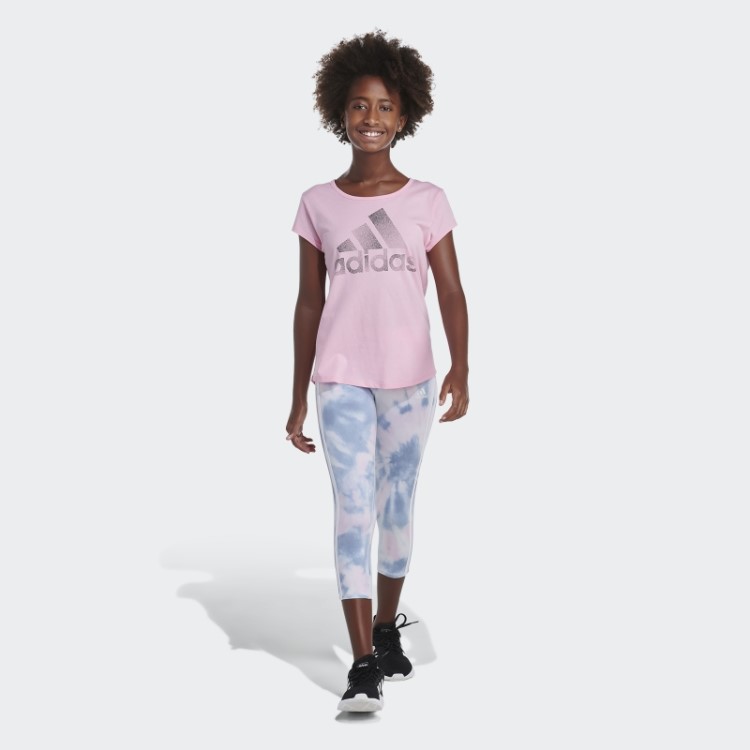 Meia-calça Adidas Allover Print Algodão 3 Listras 7/8 Branca