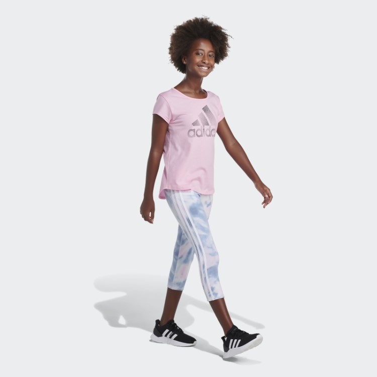 Meia-calça Adidas Allover Print Algodão 3 Listras 7/8 Branca