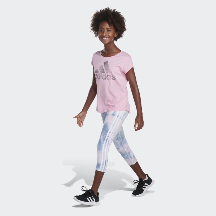 Meia-calça Adidas Allover Print Algodão 3 Listras 7/8 Branca
