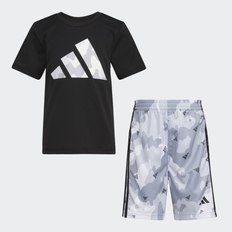 Camiseta Poli Camuflada Aop Short Adidas Preto