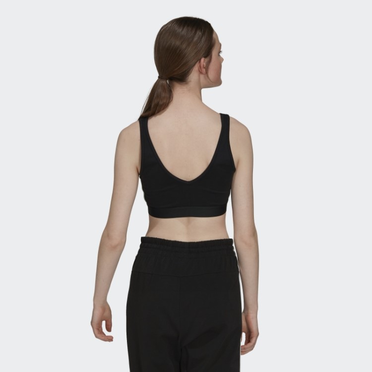 Top Cropped Com As Três Listras Adidas Essentials E Bojos Removíveis Preto