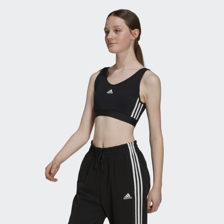 Top Cropped Preto Essencial Com As Três Listras Adidas