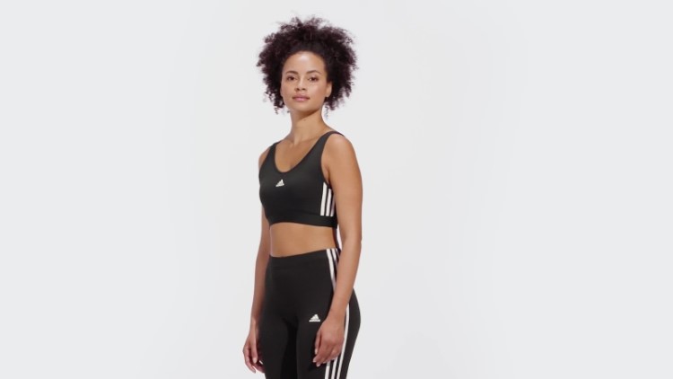 Top Cropped Preto Essencial Com As Três Listras Adidas