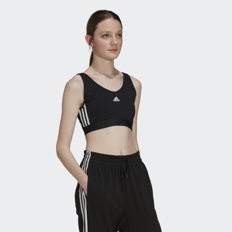 Top Cropped Preto Essencial Com As Três Listras Adidas