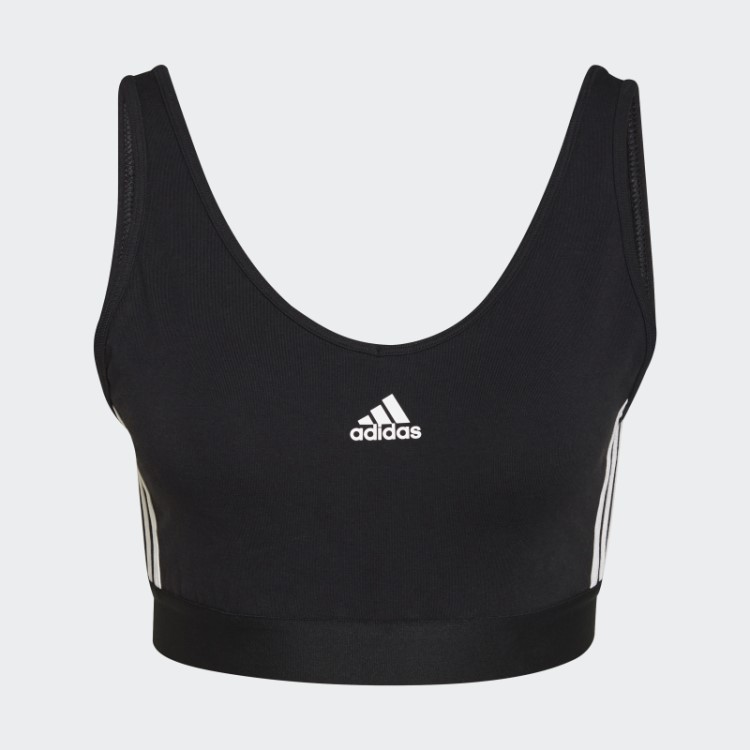 Top Cropped Preto Essencial Com As Três Listras Adidas