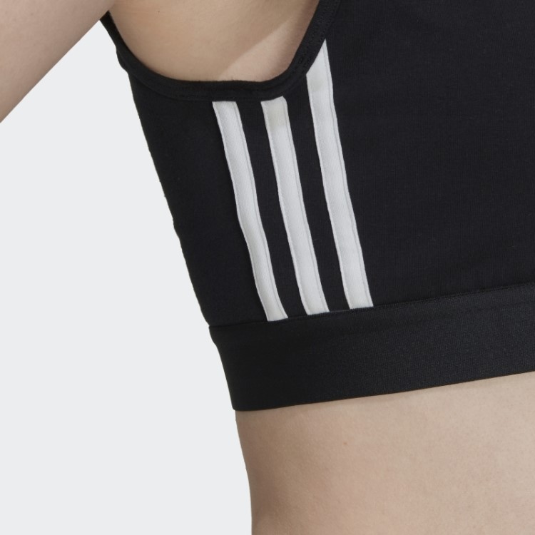 Top Cropped Preto Essencial Com As Três Listras Adidas