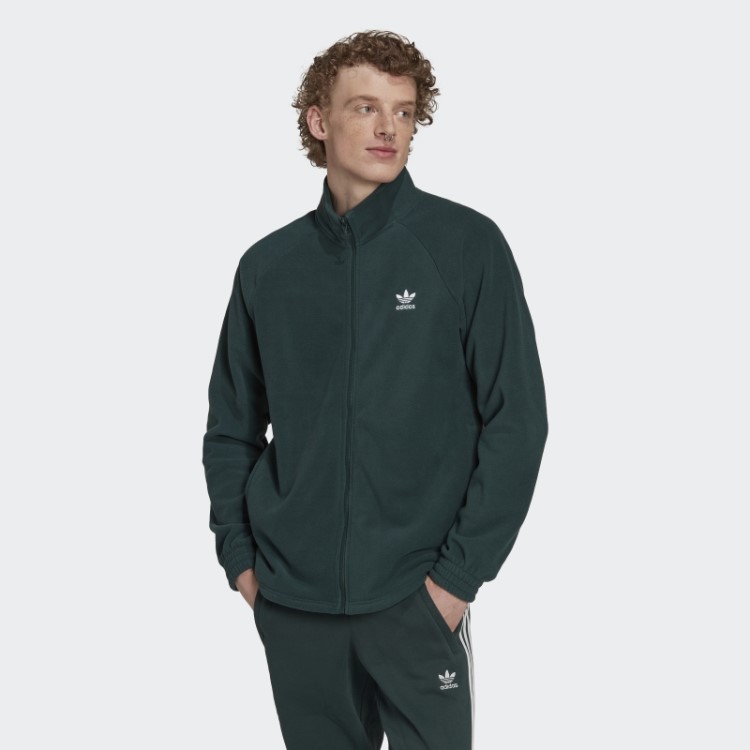 Jaqueta De Lã Verde Mineral Adidas Adicolor Classics Trefoil Teddy