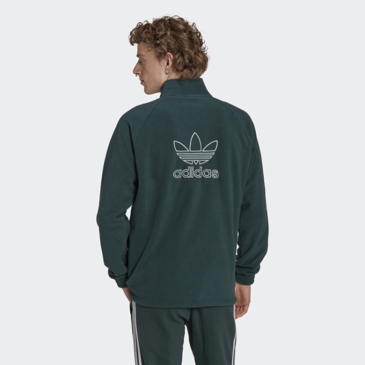 Jaqueta De Lã Verde Mineral Adidas Adicolor Classics Trefoil Teddy