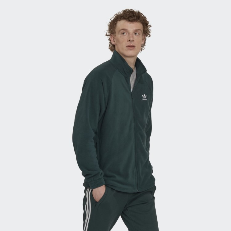Jaqueta De Lã Verde Mineral Adidas Adicolor Classics Trefoil Teddy
