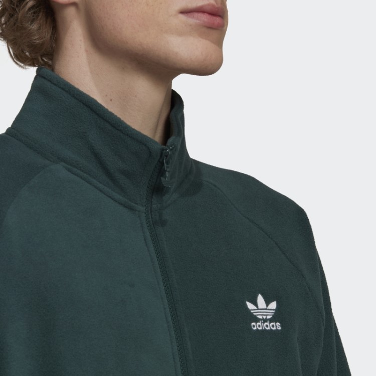 Jaqueta De Lã Verde Mineral Adidas Adicolor Classics Trefoil Teddy