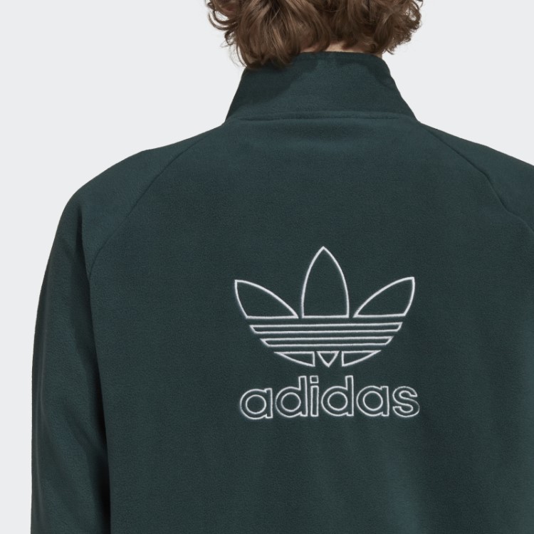 Jaqueta De Lã Verde Mineral Adidas Adicolor Classics Trefoil Teddy