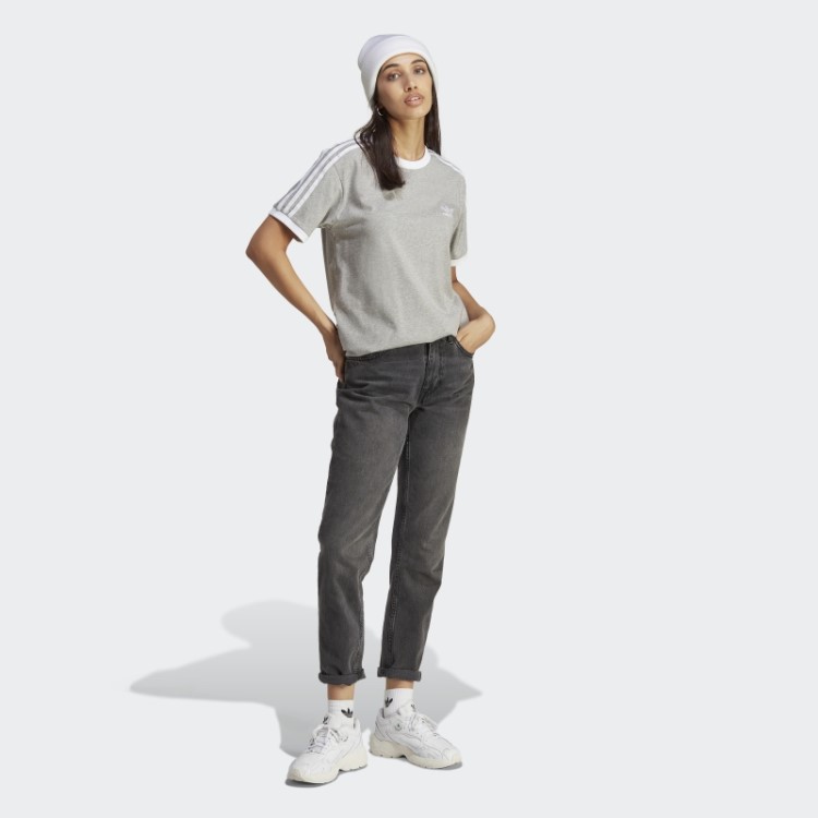 Camiseta Adidas Adicolor Classics Com As Três Listras Cinza Médio