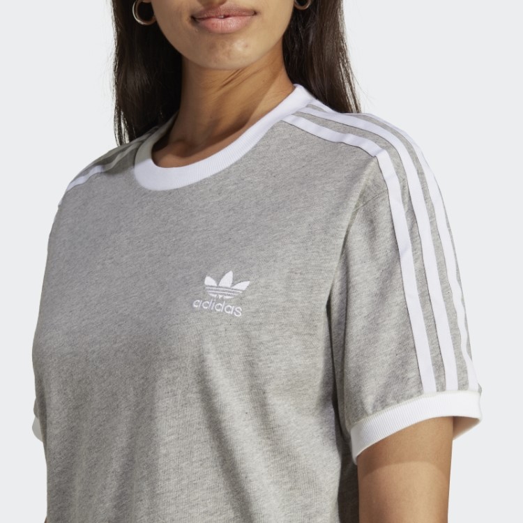 Camiseta Adidas Adicolor Classics Com As Três Listras Cinza Médio