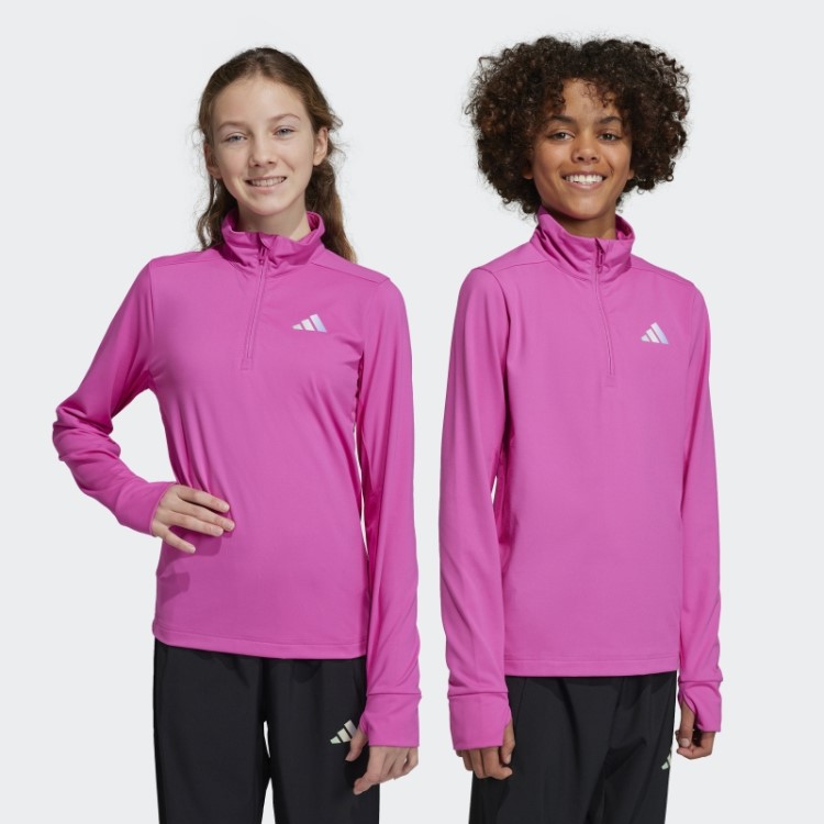 Camiseta Fúcsia Aeroready Manga Longa Com Meio Zíper Adidas