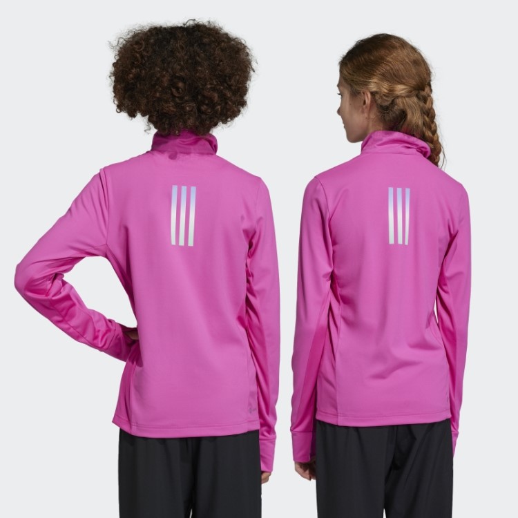 Camiseta Fúcsia Aeroready Manga Longa Com Meio Zíper Adidas