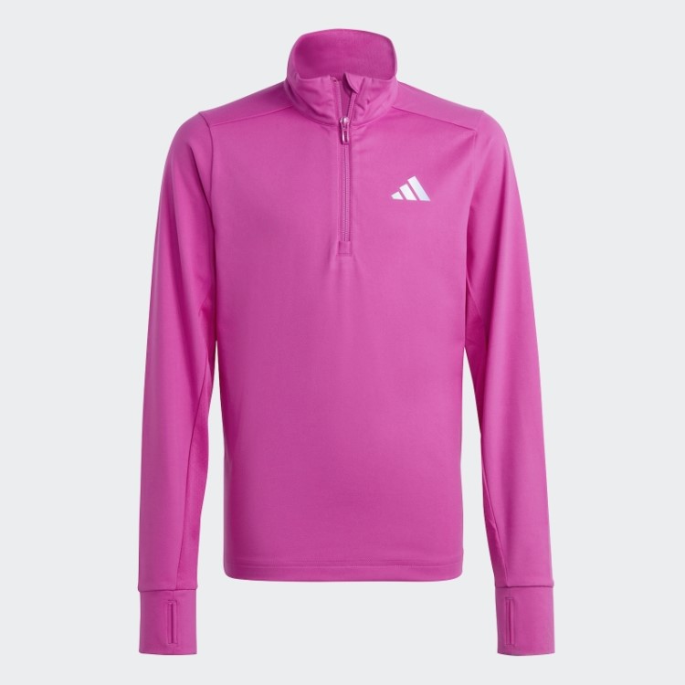 Camiseta Fúcsia Aeroready Manga Longa Com Meio Zíper Adidas