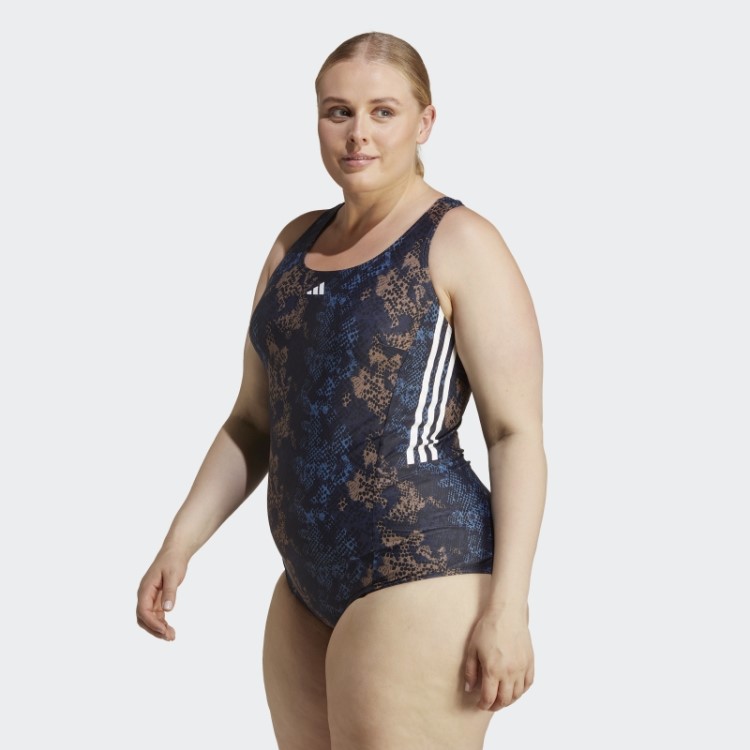 Fato De Banho Com Gráfico Das 3 Riscas Adidas (plus Size) Em Aço