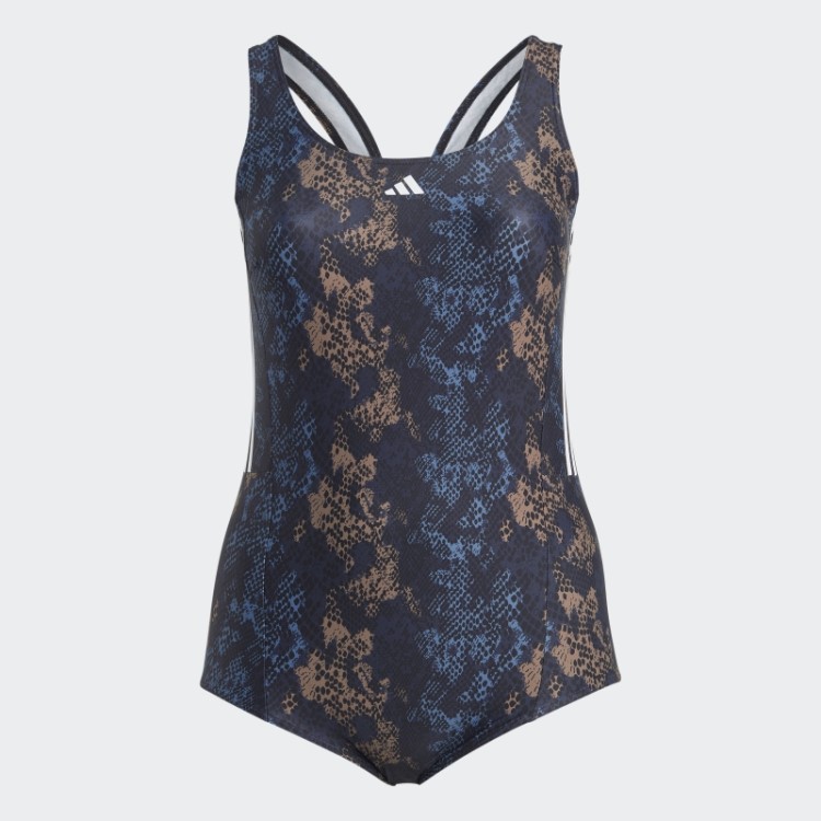 Fato De Banho Com Gráfico Das 3 Riscas Adidas (plus Size) Em Aço