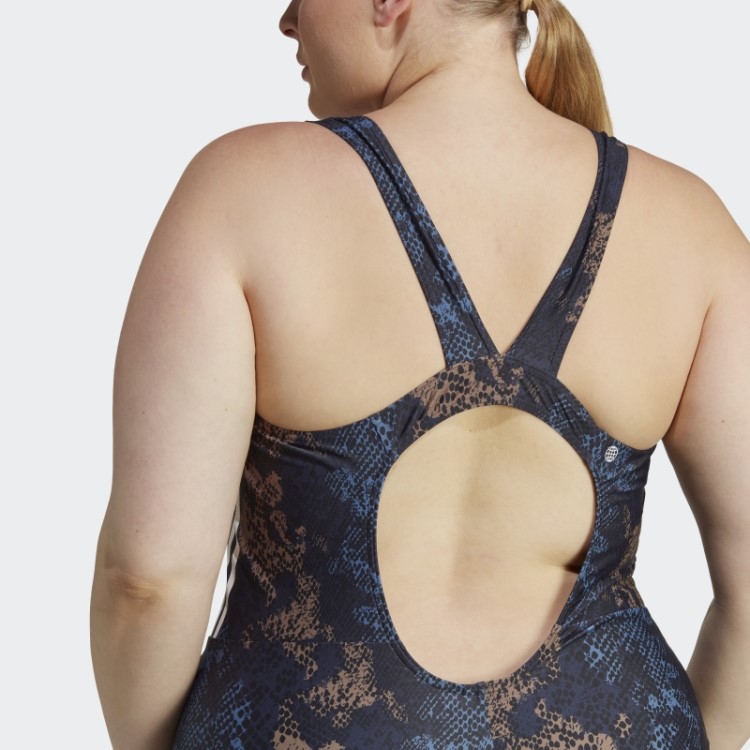 Fato De Banho Com Gráfico Das 3 Riscas Adidas (plus Size) Em Aço