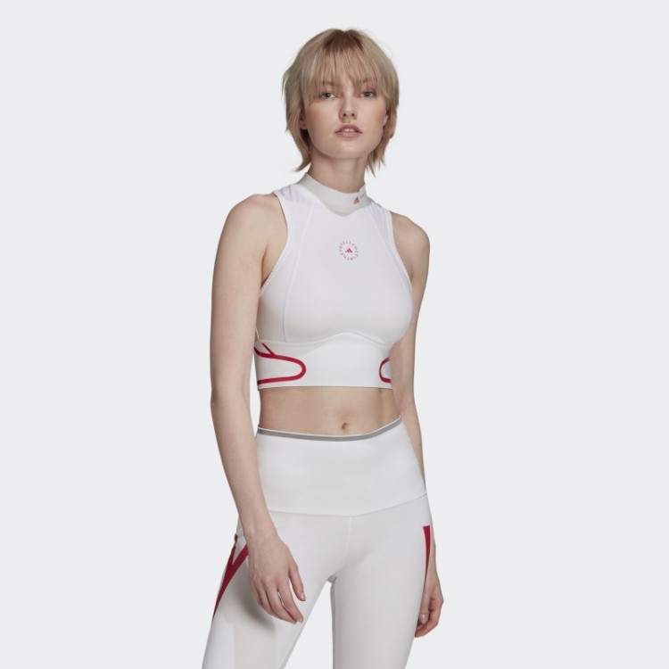 Adidas By Stella Mccartney Truepace Heat.rdy Top Cropped Branco Fashion