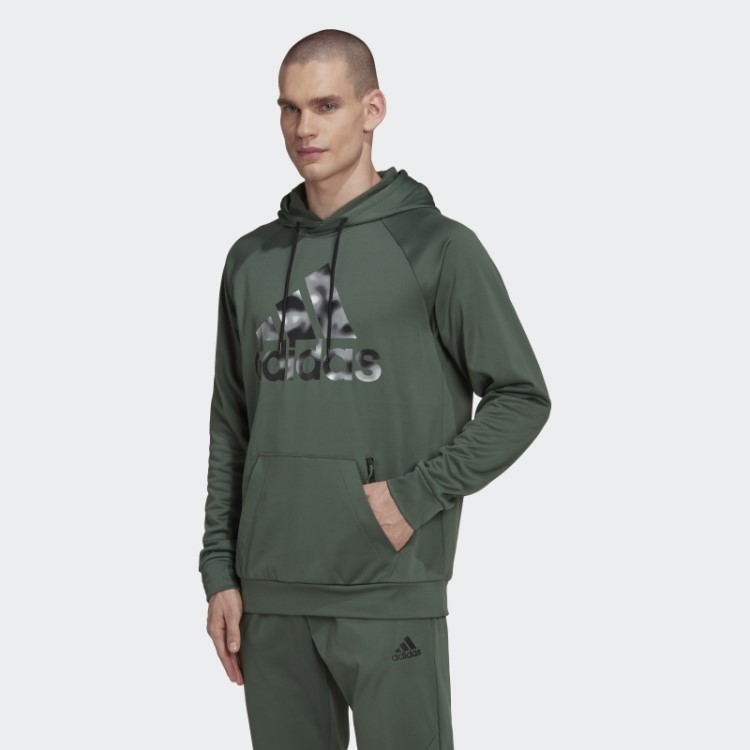 Moletom Com Capuz Verde Adidas Aeroready Game And Go Camo Logo