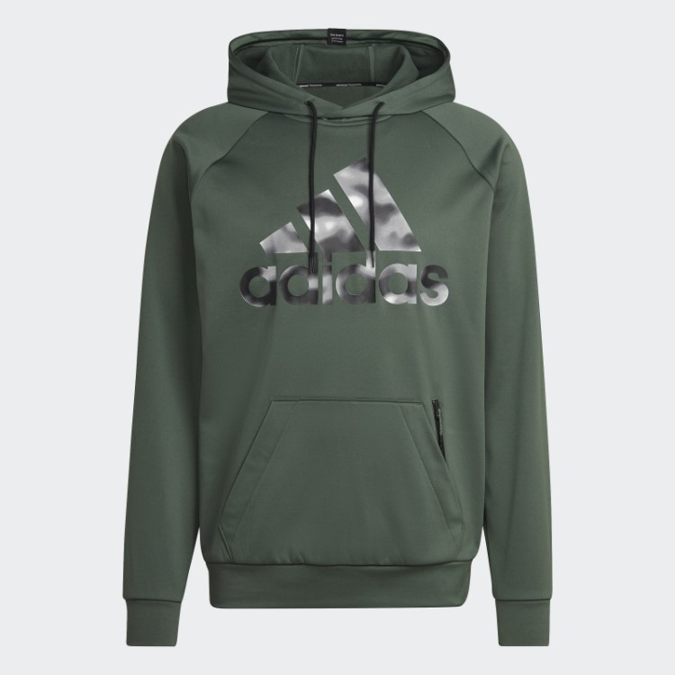 Moletom Com Capuz Verde Adidas Aeroready Game And Go Camo Logo