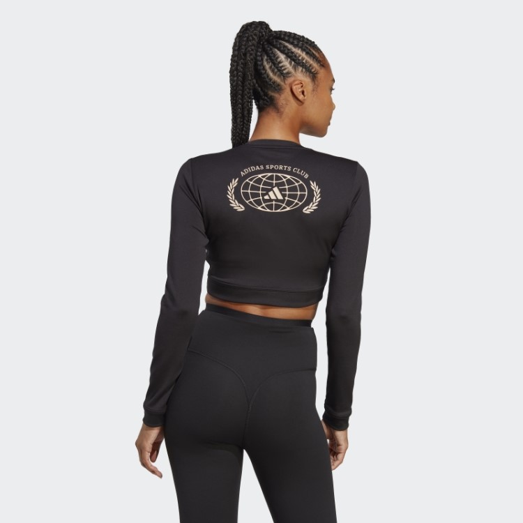 Camiseta Preta Manga Longa Adidas Sports Club