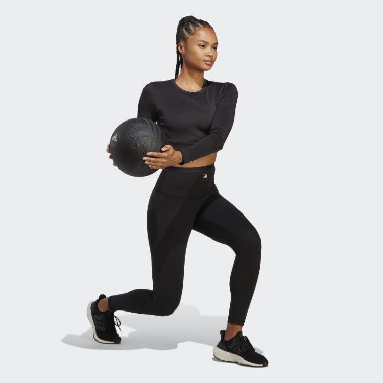 Top Cropped Manga Longa Adidas Sports Club Preto