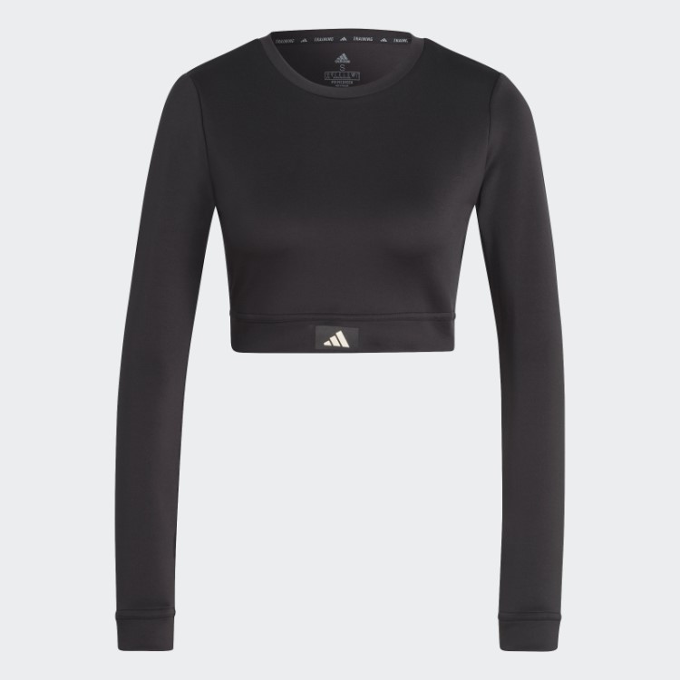 Top Cropped Manga Longa Adidas Sports Club Preto