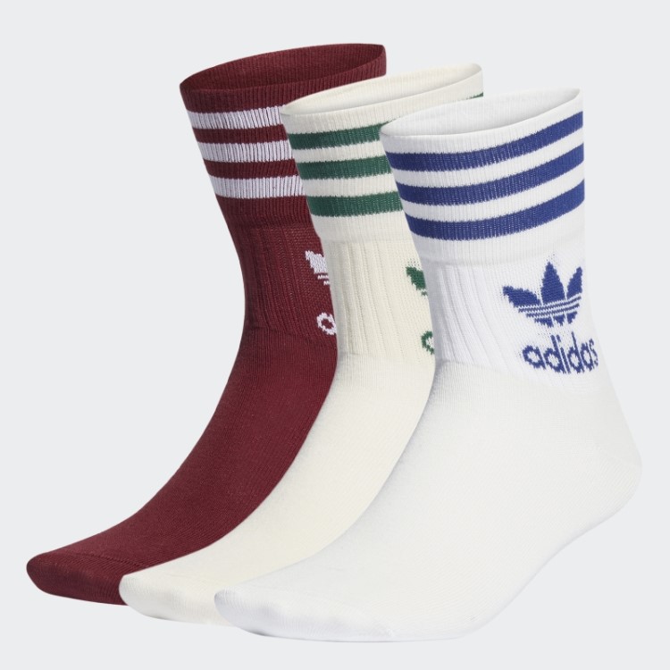 Meias Brancas Adidas Cano Médio - 3 Pares