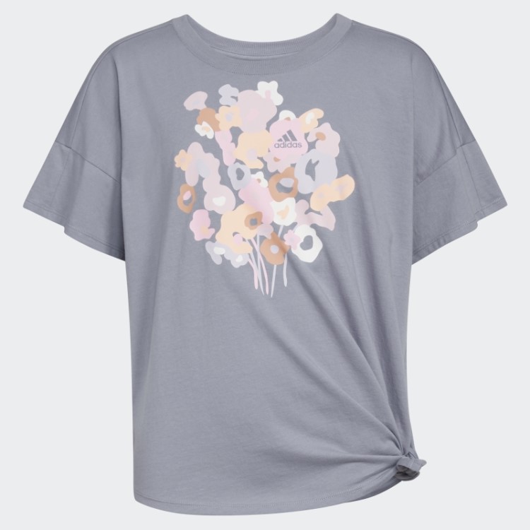 Camiseta Solta Com Amarração Frontal Adidas Silver Violet