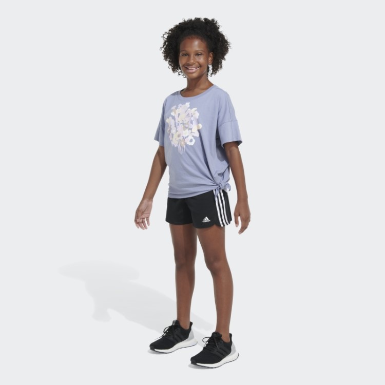 Camiseta Solta Com Amarração Frontal Adidas Silver Violet
