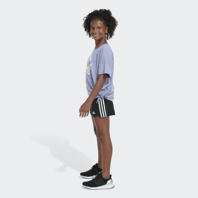 Camiseta Solta Com Amarração Frontal Adidas Silver Violet