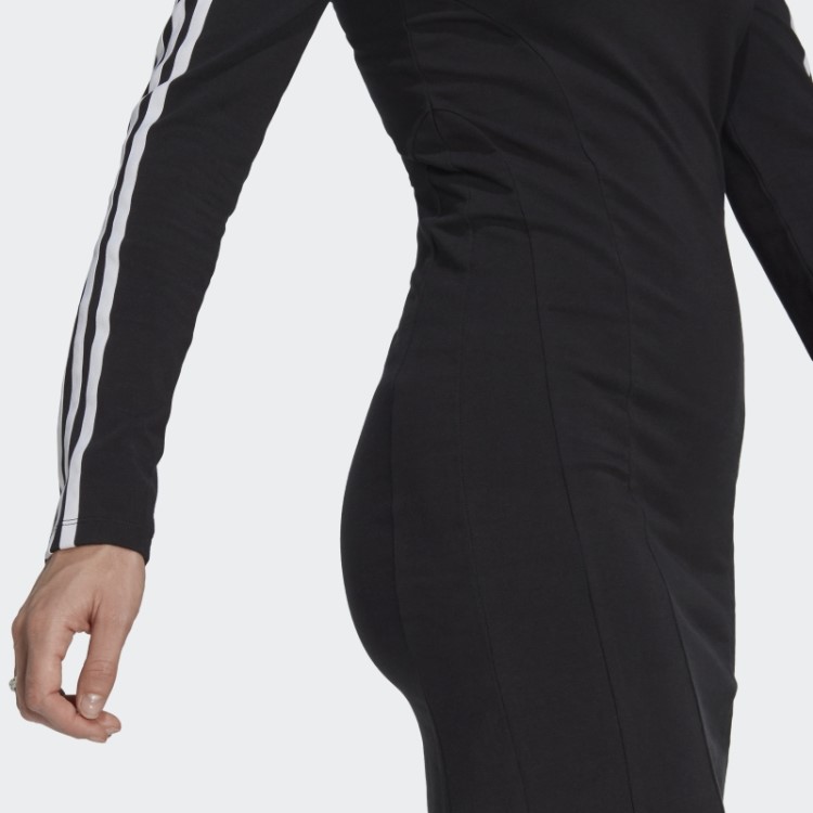 Vestido Preto Manga Longa Com Recorte Central Adidas