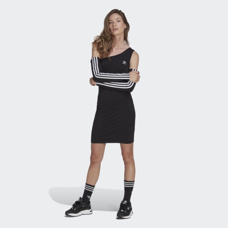 Adicolor Vestido Trefoil Manga Longa Adidas Preto