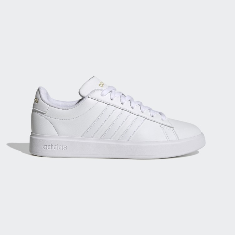 Adidas Grand Court Cloudfoam Estilo De Vida Tênis Confortável Dourado Metálico