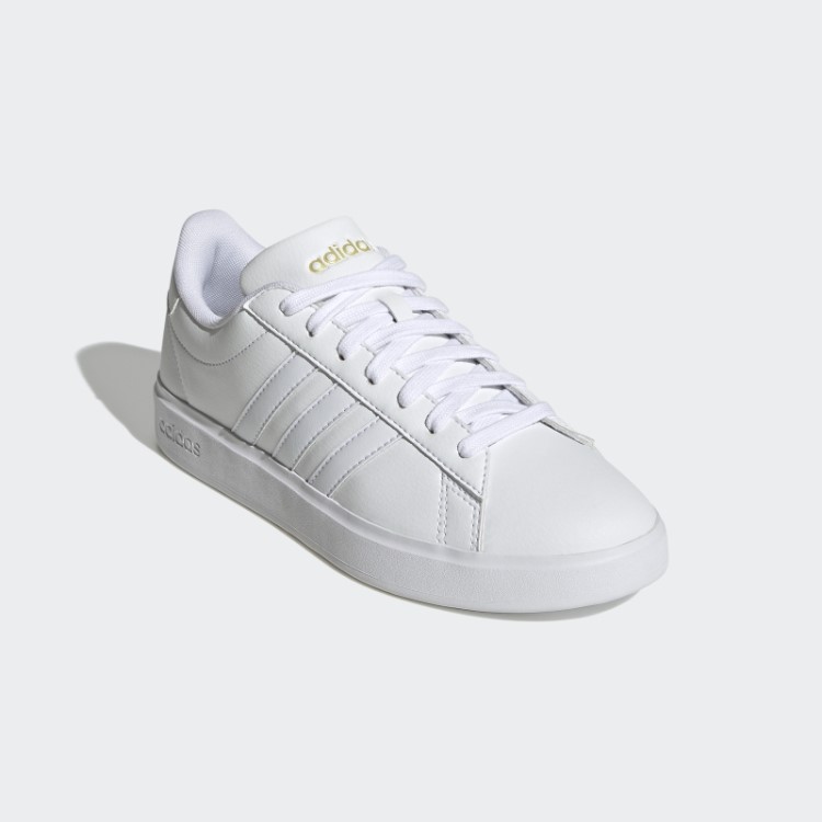 Adidas Grand Court Cloudfoam Estilo De Vida Tênis Confortável Dourado Metálico