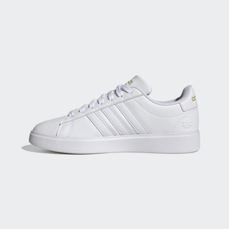 Adidas Grand Court Cloudfoam Estilo De Vida Tênis Confortável Dourado Metálico