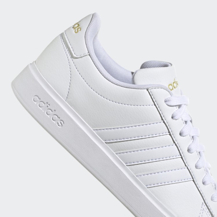 Adidas Grand Court Cloudfoam Estilo De Vida Tênis Confortável Dourado Metálico