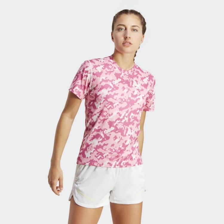Tenha A Camiseta De Corrida Camuflada The Run Rosa Adidas